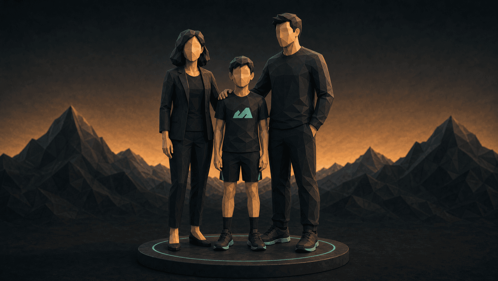 Figuras low-poly de madre y padre del sistema NORVIA